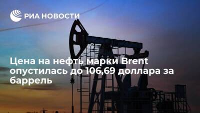 Цена на нефть марки Brent опустилась на пять процентов, до 106,69 доллара за баррель