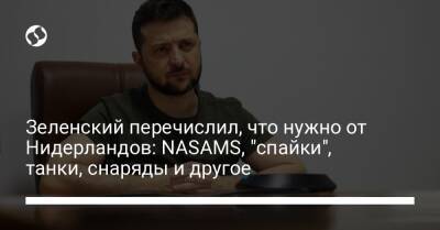 Зеленский перечислил, что нужно от Нидерландов: NASAMS, "спайки", танки, снаряды и другое