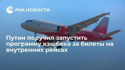 Президент Путин поручил запустить программу кэшбека за билеты на внутренних авиарейсах