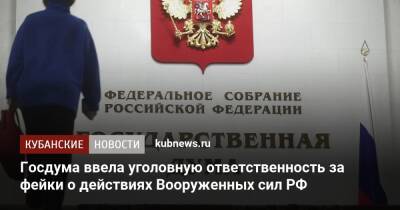 Госдума ввела уголовную ответственность за фейки о действиях Вооруженных сил РФ
