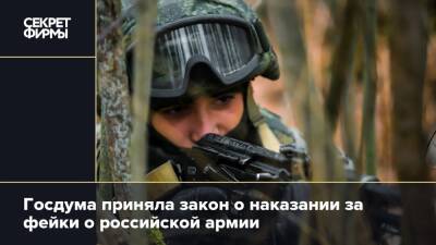 Госдума приняла закон о наказании за фейки о российской армии