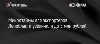 Микрозаймы для экспортеров Ленобласти увеличили до 5 млн рублей