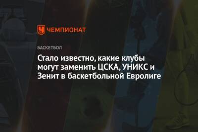 Стало известно, какие клубы могут заменить ЦСКА, УНИКС и Зенит в баскетбольной Евролиге