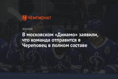 В московском «Динамо» заявили, что команда отправится в Череповец в полном составе