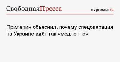 Прилепин объяснил, почему спецоперация на Украине идёт так «медленно»