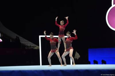 Азербайджанская женская группа занимает четвертое промежуточное место на Всемирных соревнованиях по акробатической гимнастике (ФОТО)