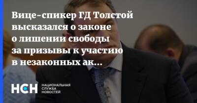 Вице-спикер ГД Толстой высказался о законе о лишении свободы за призывы к участию в незаконных акциях