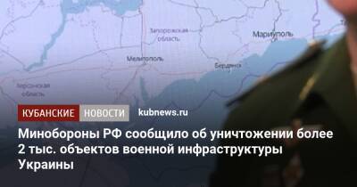 Минобороны РФ сообщило об уничтожении более 2 тыс. объектов военной инфраструктуры Украины