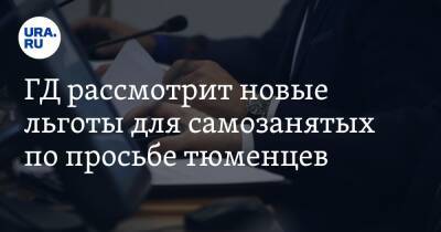 ГД рассмотрит новые льготы для самозанятых по просьбе тюменцев