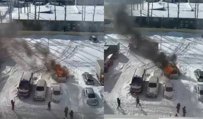 В Тюмени в ЖК «Юго-западный» сгорел автомобиль Ford