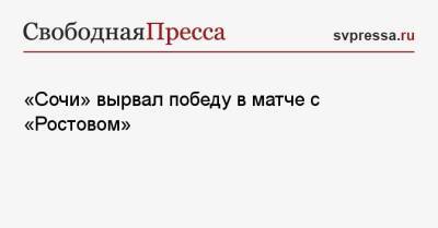 «Сочи» вырвал победу в матче с «Ростовом»