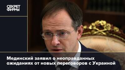 Мединский заявил о неоправданных ожиданиях от новых переговоров с Украиной