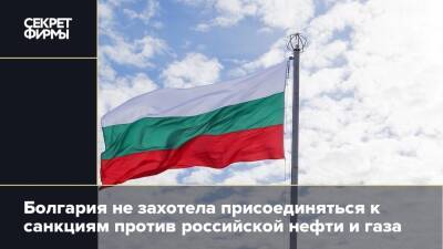Болгария не захотела присоединяться к санкциям против российской нефти и газа