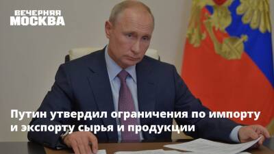 Путин утвердил ограничения по импорту и экспорту сырья и продукции