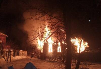 Жители села под Тверью ночью тушили горевший дом