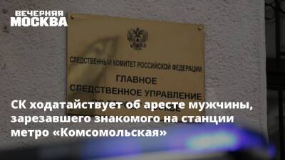 СК ходатайствует об аресте мужчины, зарезавшего знакомого на станции метро «Комсомольская»