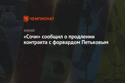 «Сочи» сообщил о продлении контракта с форвардом Петьковым
