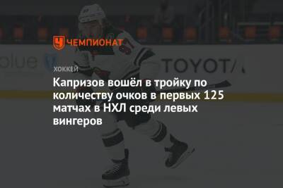 Капризов вошёл в тройку по количеству очков в первых 125 матчах в НХЛ среди левых вингеров