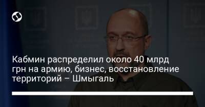 Кабмин распределил около 40 млрд грн на армию, бизнес, восстановление территорий – Шмыгаль