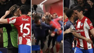 Футболисты Атлетико и Манчестер Сити пытались подраться в подтрибунном помещении (видео)