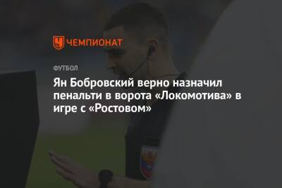 Ян Бобровский верно назначил пенальти в ворота «Локомотива» в игре с «Ростовом»