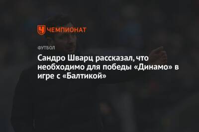 Сандро Шварц рассказал, что необходимо для победы «Динамо» в игре с «Балтикой»