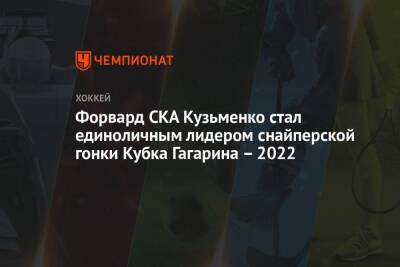 Форвард СКА Кузьменко стал единоличным лидером снайперской гонки Кубка Гагарина – 2022