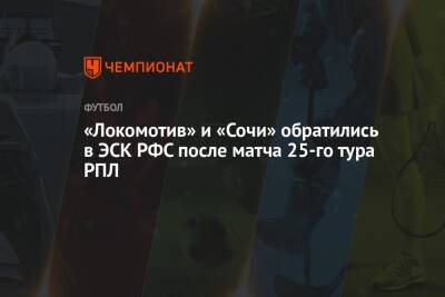 «Локомотив» и «Сочи» обратились в ЭСК РФС после матча 25-го тура РПЛ