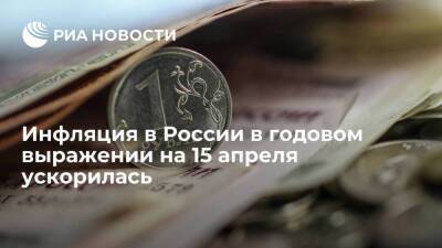 Инфляция в России в годовом выражении на 15 апреля ускорилась до 17,62 процента