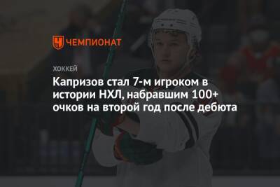 Капризов стал 7-м игроком в истории НХЛ, набравшим 100+ очков на второй год после дебюта
