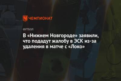 В «Нижнем Новгороде» заявили, что подадут жалобу в ЭСК из-за удаления в матче с «Локо»