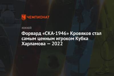 Форвард «СКА-1946» Кровяков стал самым ценным игроком Кубка Харламова — 2022