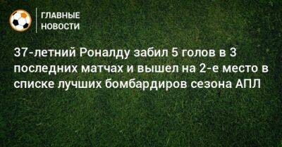 37-летний Роналду забил 5 голов в 3 последних матчах и вышел на 2-е место в списке лучших бомбардиров сезона АПЛ