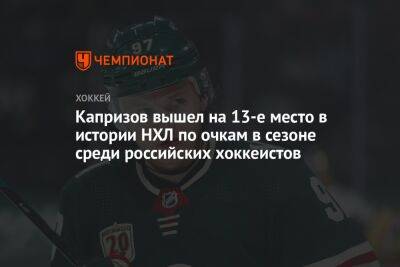 Капризов вышел на 13-е место в истории НХЛ по очкам в сезоне среди российских хоккеистов