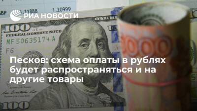 Песков: схема оплаты в рублях, как за газ, будет распространяться и на другие товары