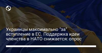 Украинцы максимально "за" вступление в ЕС. Поддержка идеи членства в НАТО снижается: опрос