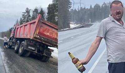 На трассе Тюмень-Ханты-Мансийск остановили пьяного водителя крупного большегруза