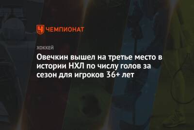 Овечкин вышел на третье место в истории НХЛ по числу голов за сезон для игроков 36+ лет