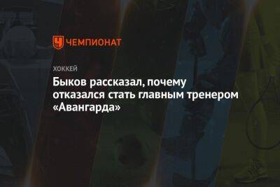 Быков рассказал, почему отказался стать главным тренером «Авангарда»