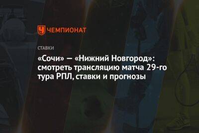 «Сочи» — «Нижний Новгород»: смотреть трансляцию матча 29-го тура РПЛ, ставки и прогнозы