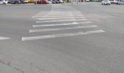 В тюменской Зареке нанесли «нестандартную» разметку на пешеходный переход