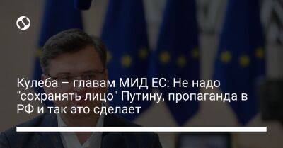 Кулеба – главам МИД ЕС: Не надо "сохранять лицо" Путину, пропаганда в РФ и так это сделает