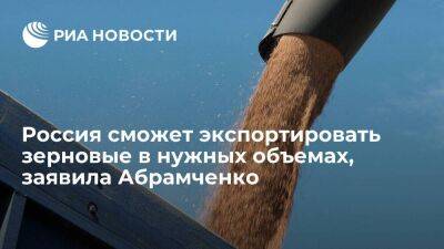 Абрамченко: Россия может экспортировать зерновые в нужных объемах с учетом внутренних нужд