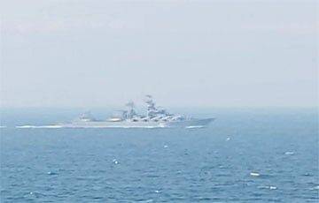 Опубликована новая запись с еще не потопленного крейсера «Москва» возле острова Змеиный