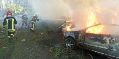 В Киеве горели семь автомобилей, пожар было видно на другом берегу