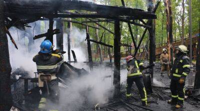 Из-за российских обстрелов парка Горького в Харькове произошел пожар – фото