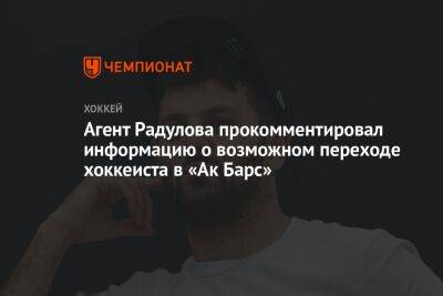 Агент Радулова прокомментировал информацию о возможном переходе хоккеиста в «Ак Барс»