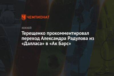 Терещенко прокомментировал переход Александра Радулова из «Далласа» в «Ак Барс»