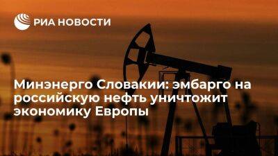 Глава Минэнерго Словакии Галек: эмбарго на российскую нефть уничтожит экономику Европы