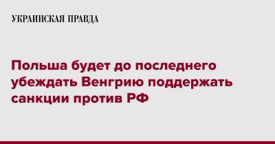 Шимон Шинковский - Польша будет до последнего убеждать Венгрию поддержать санкции против РФ - pravda.com.ua - Россия - Венгрия - Польша